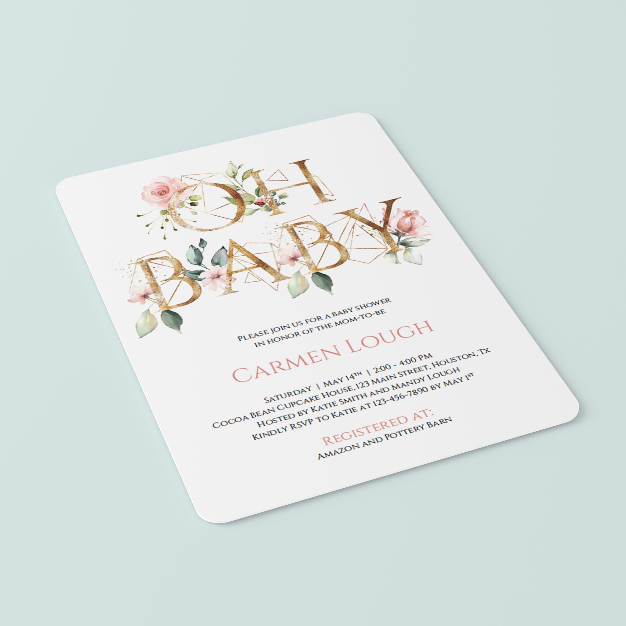 Floral greenery baby shower invitation oh baby download by Littlesizzle