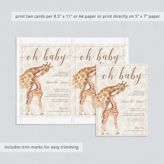 Oh Baby Baby Shower Invitation Template Giraffe Themed