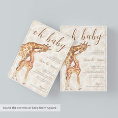Oh Baby Baby Shower Invitation Template Giraffe Themed