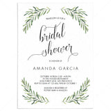 Leaf Bridal Shower Invitation Template by LittleSizzle