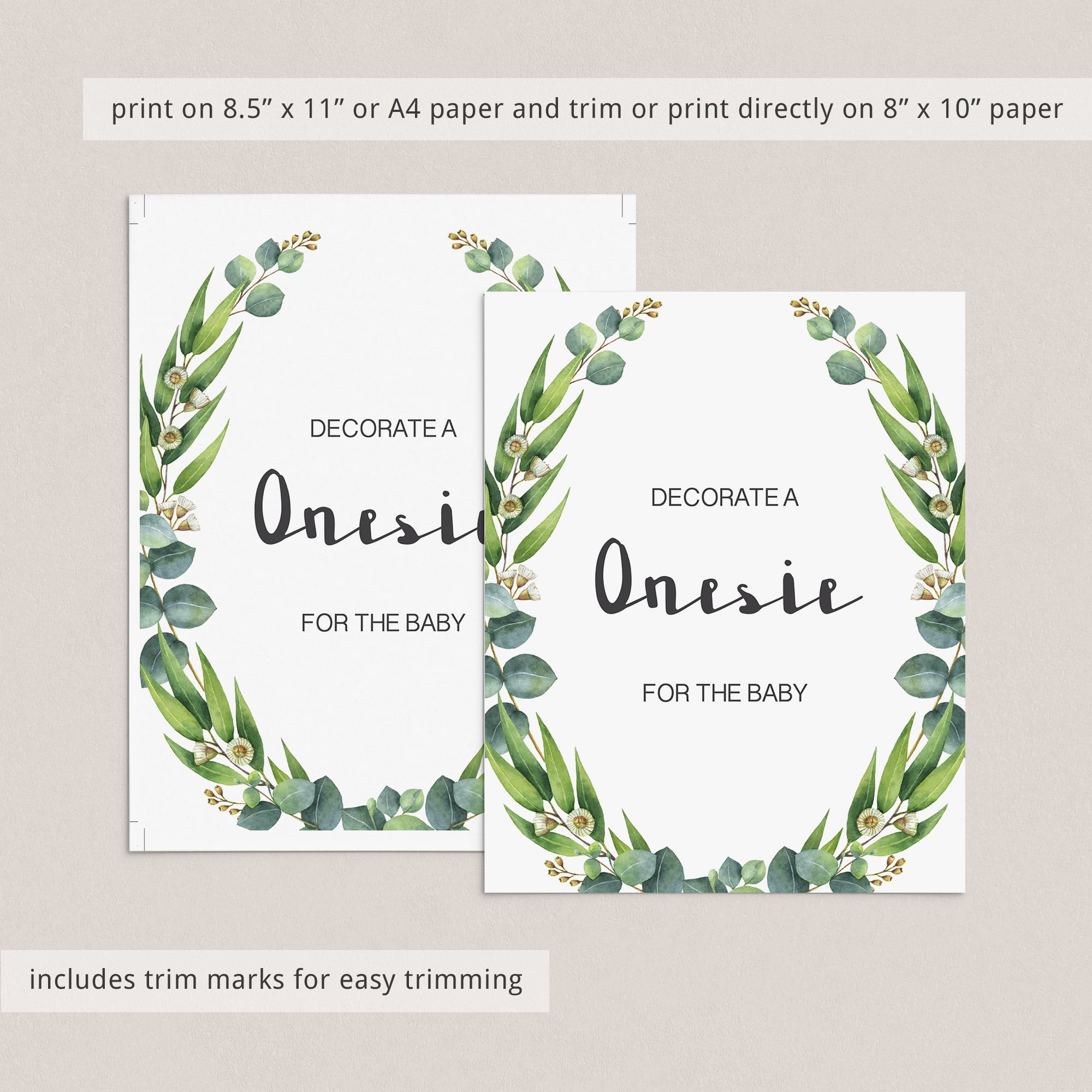 Onesie decorating station instant download table sign by LittleSizzle