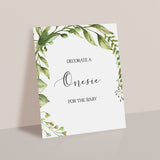 Onesie Decorating Sign Instant Download with Green Leaves