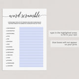 Word Scramble Game for (Virtual) Bridal Shower