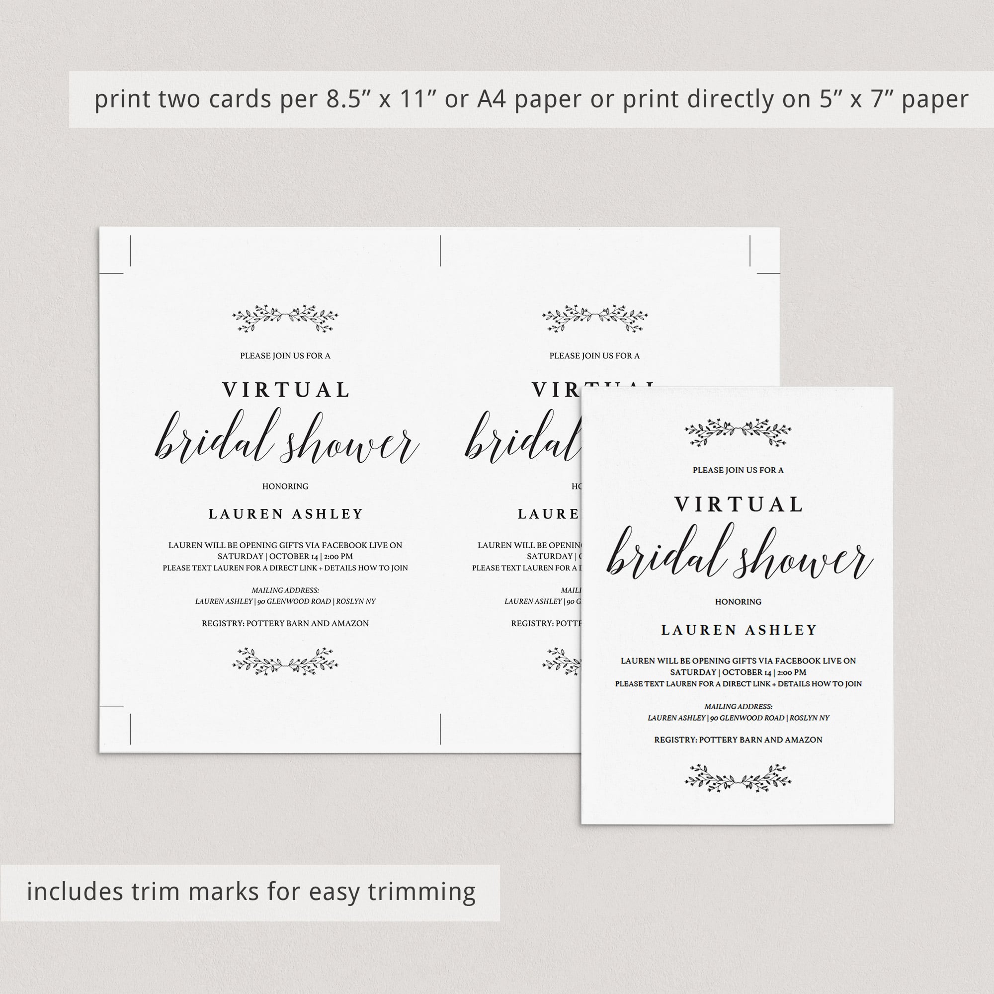 Virtual bridal shower evite template by LittleSizzle