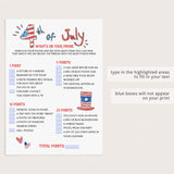 Fun Fourth of July BBQ Game Printable