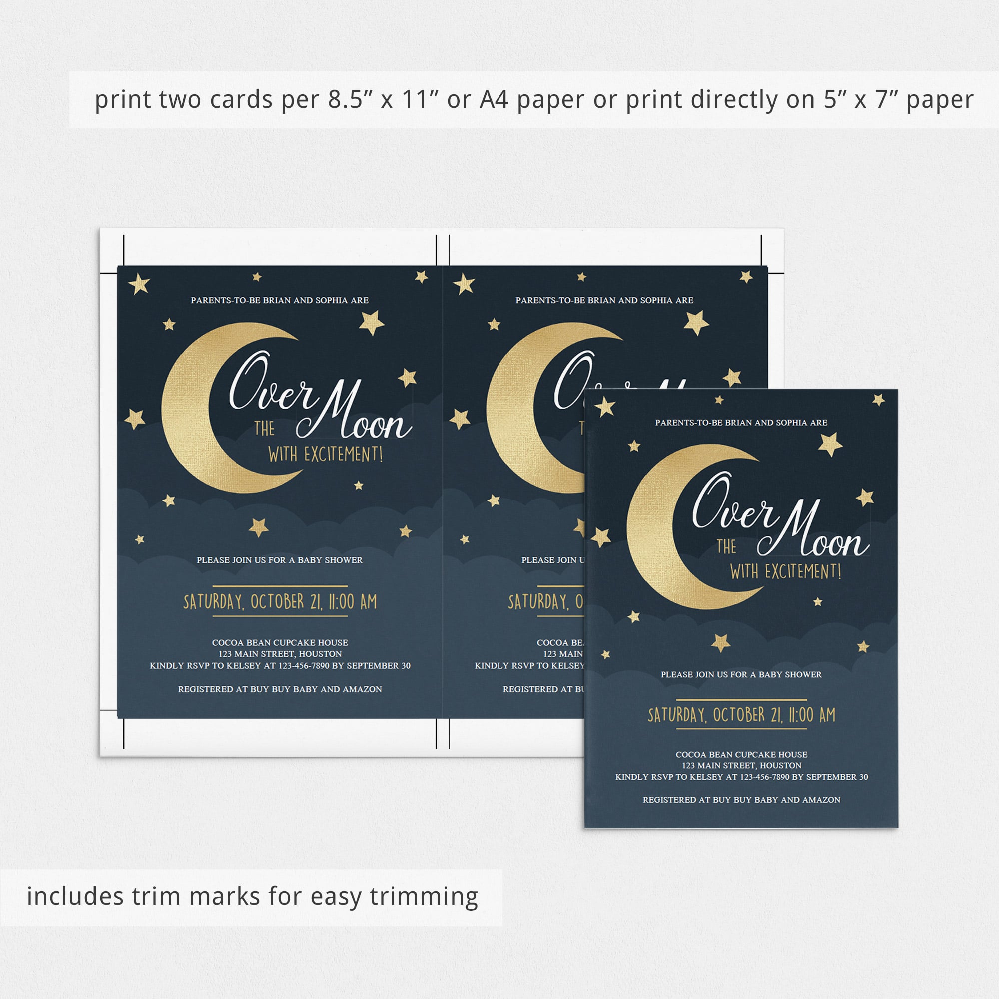 Personalized digital over the moon baby shower invitation by LittleSizzle