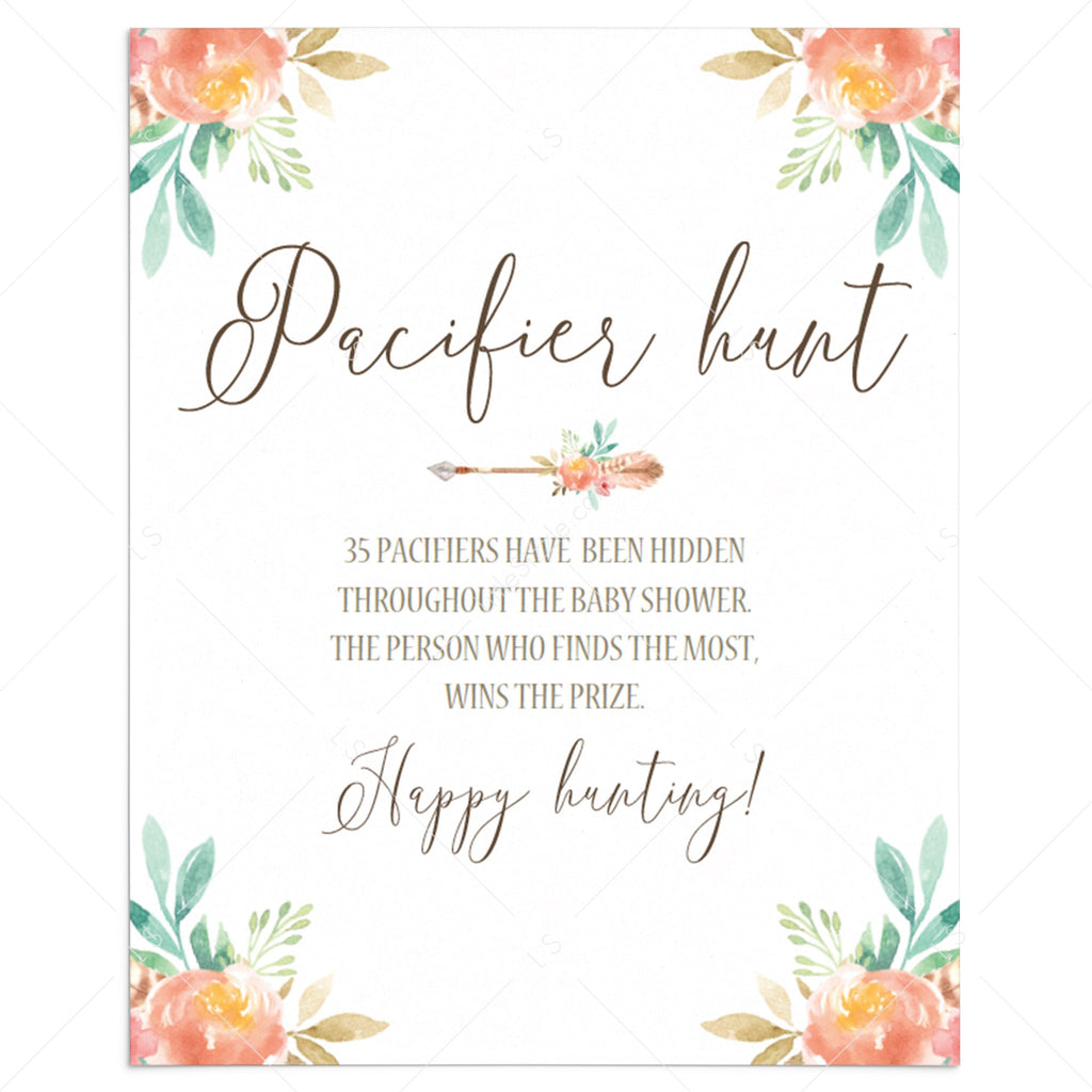 Funny Baby Shower Game Hunt The Pacifiers Template – LittleSizzle for Free Printable Pacifier Hunt Game