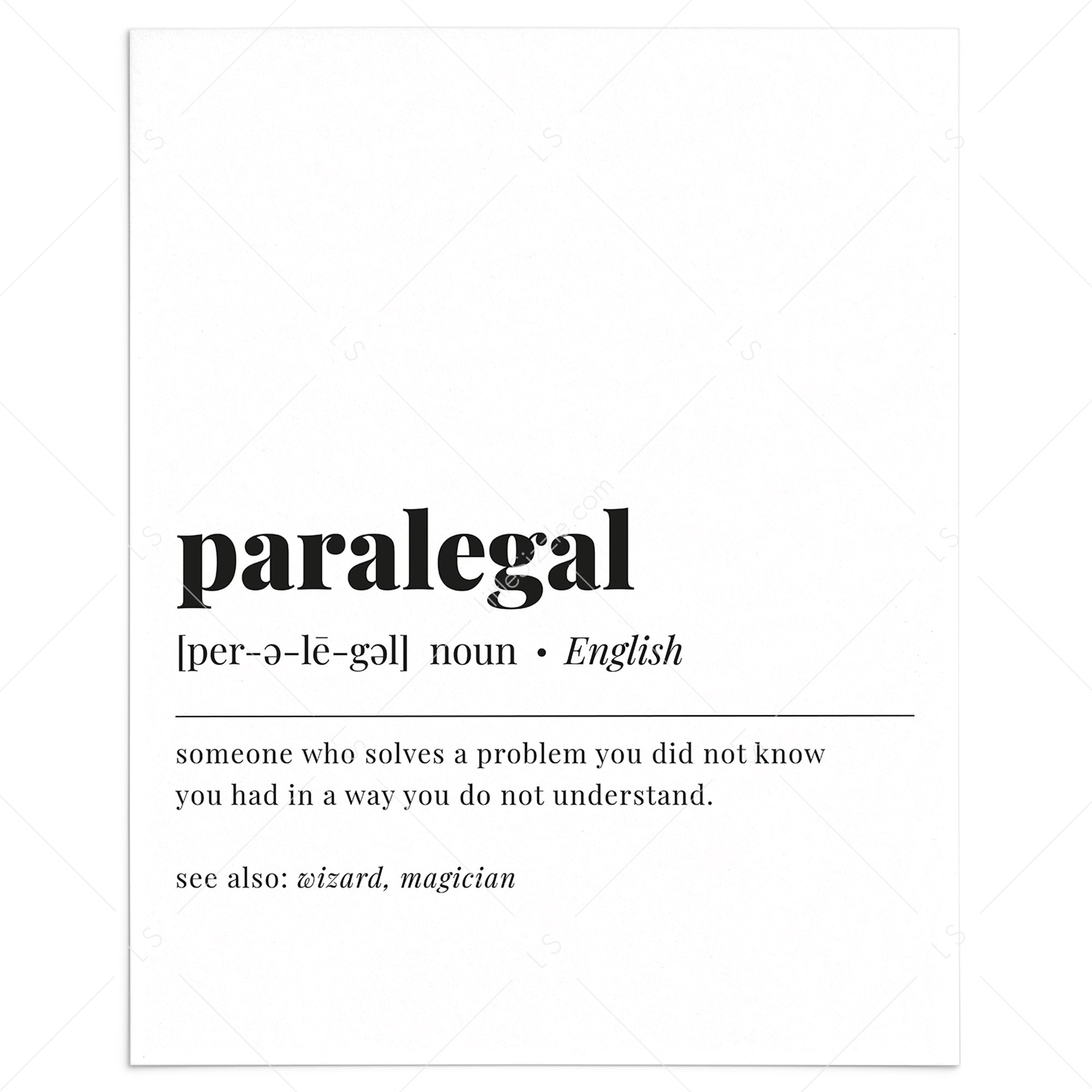 Paralegal Definition Print Instant Download by LittleSizzle