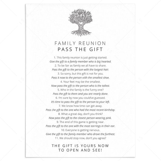 Family Reunion Game Pass The Gift Printable by LittleSizzle