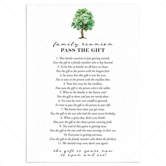 Pass The Gift Game for Family Reunion Instant Download by LittleSizzle