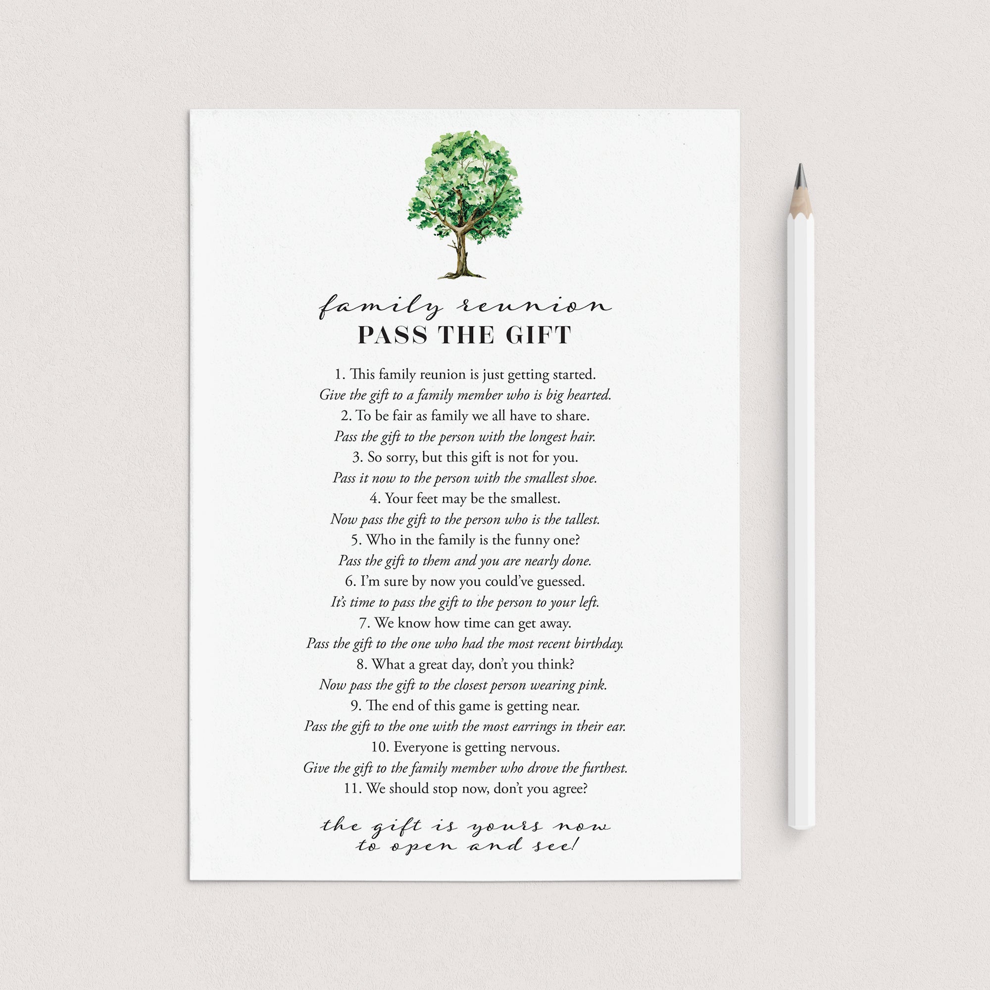 Pass The Gift Game for Family Reunion Instant Download by LittleSizzle