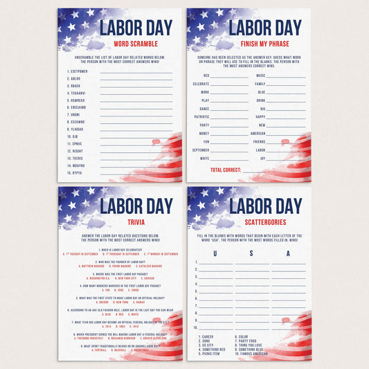 America Labor Day Games Bundle Printable by LittleSizzle