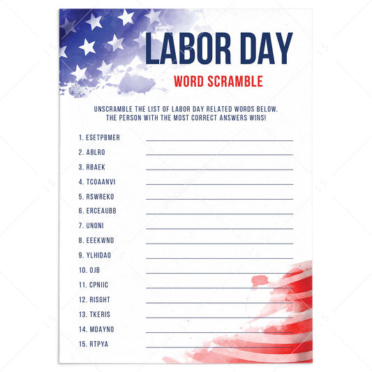 USA Labor Day Word Puzzle Printable by LittleSizzle