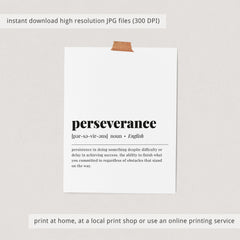 Perseverance Definition Print Instant Download