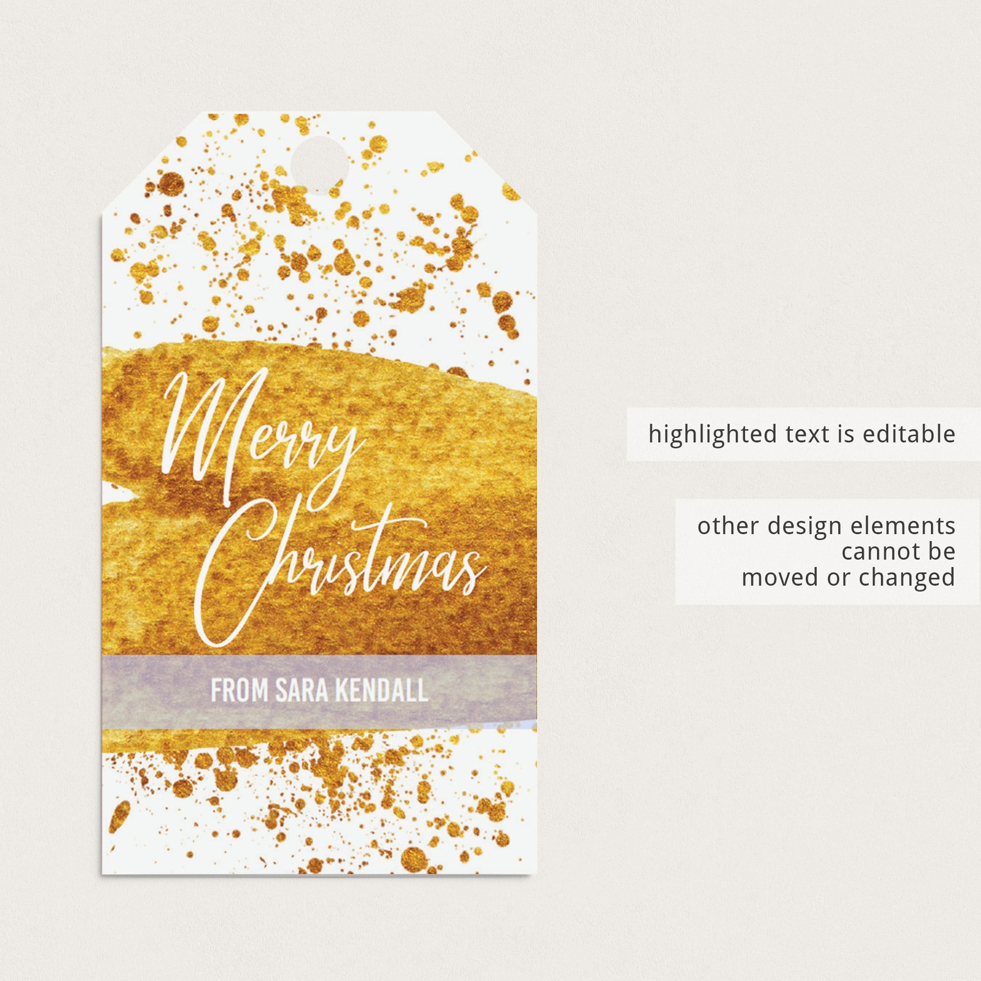 Modern Gold Christmas Gift Tag Template by LittleSizzle