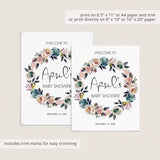 Printable Floral Wreath Welcome Sign for Boho Party