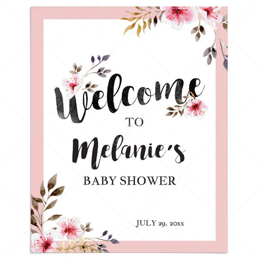 Personalized Blush Pink Shower Welcome Sign by LittleSizzle