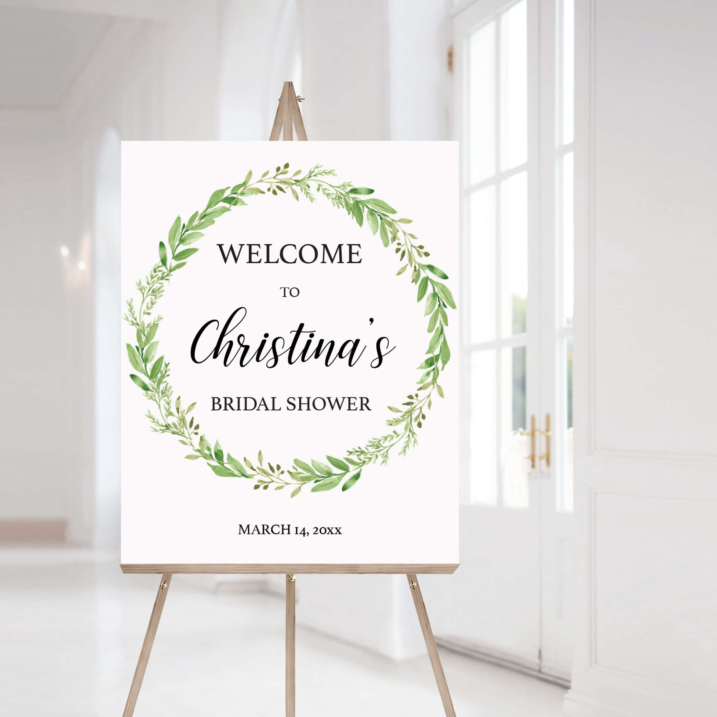Green Wreath Welcome to Bridal Shower Sign Printable by LittleSizzle