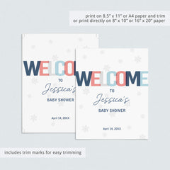Printable Winter Baby Shower Decor with Snowflakes