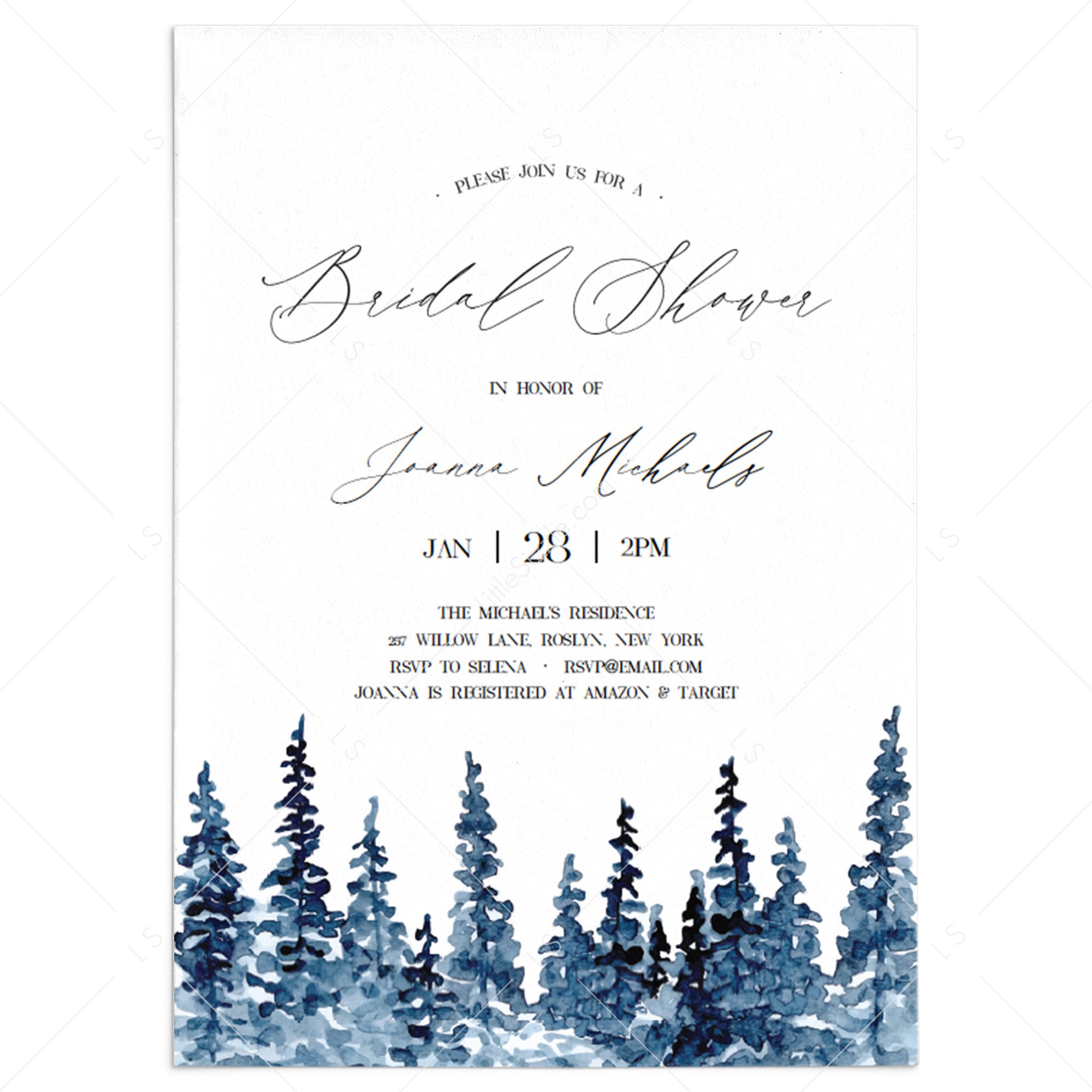 Winter bridal shower invitation template by LittleSizzle