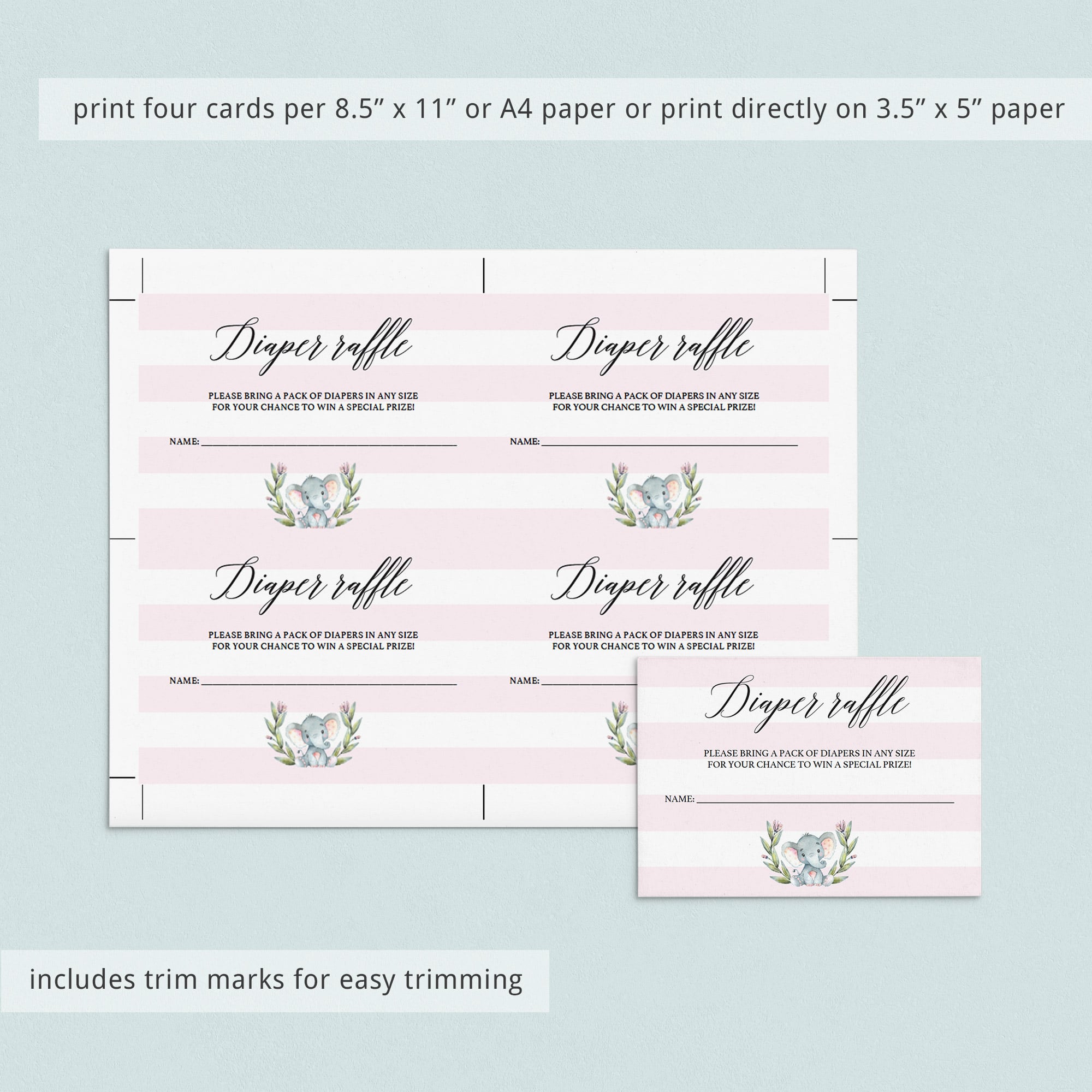 Editable diaper raffle tickets for girl baby shower by LittleSizzle