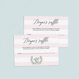 Pink Elephant Diaper Raffle Ticket for Girls