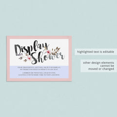 Display Shower Insert Card Pink Floral