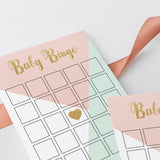 pink and gold baby bingo cards by LittleSizzle