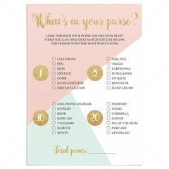 Pink and gold baby shower game purse raid download by LittleSizzle