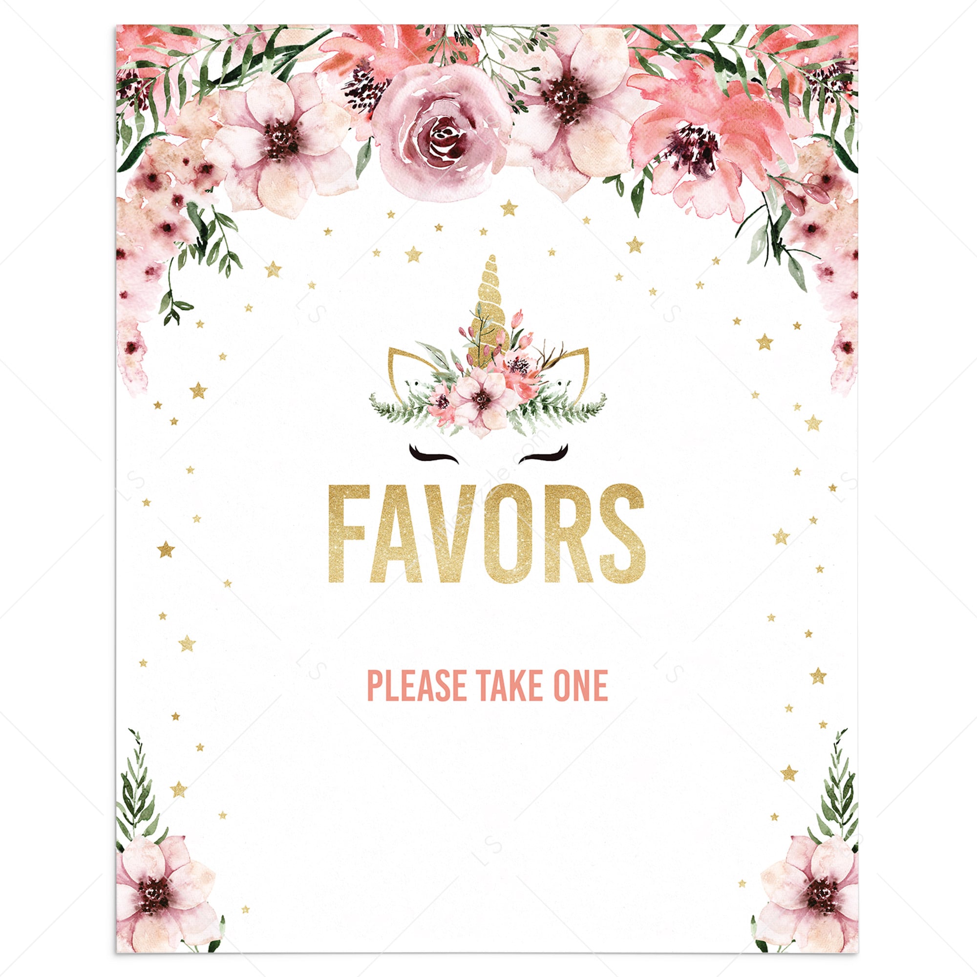 Favors table sign for unicorn themed party by LittleSizzle