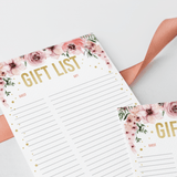 Gift list printable with watercolor pink roses by LittleSizzle