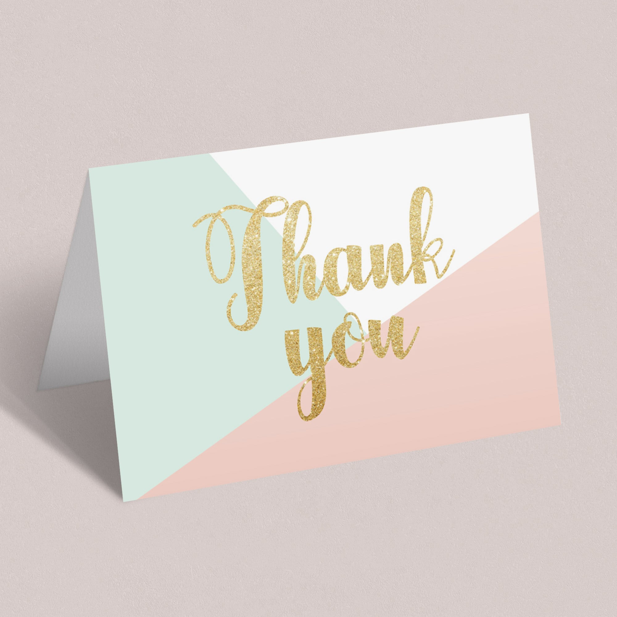 Pink and gold baby thank you cards PDF by LittleSizzle