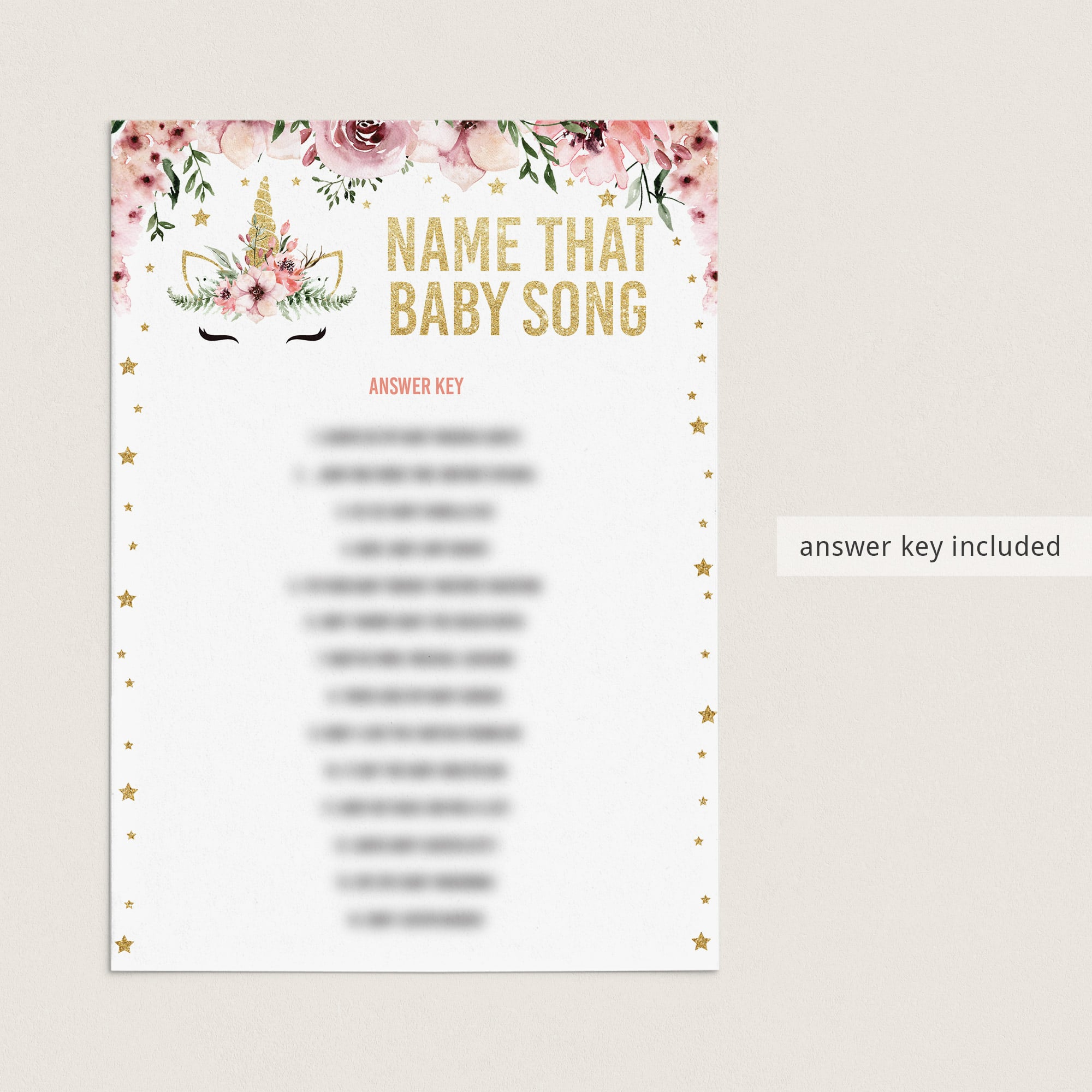 Name that tune baby shower game answer key download by LittleSizzle