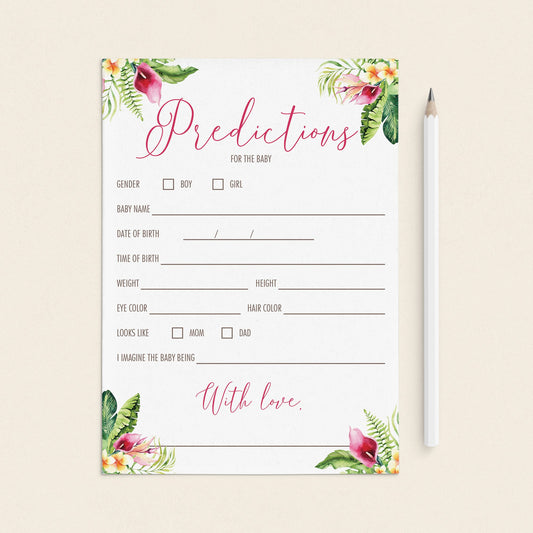 Gender reveal baby predictions game printable by LittleSizzle