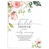 Blush Roses Bridal Shower Invitation Templates Download by LittleSizzle