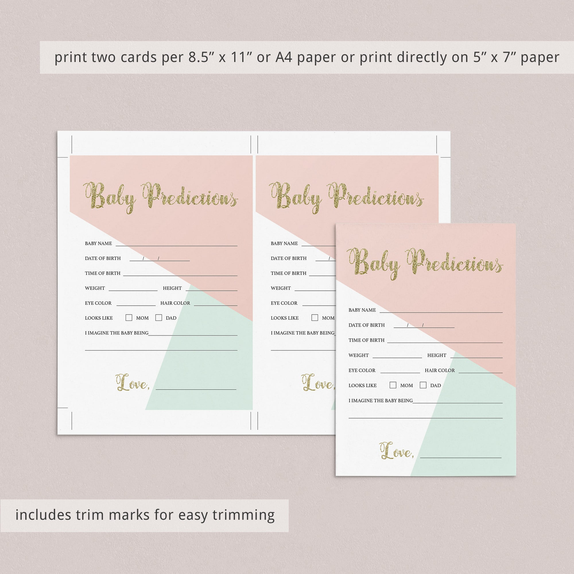 Printable Baby Girl Prediction Card Download by LittleSizzle