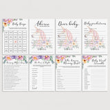 Printable Baby Girl Shower Games Purple and Pink Flowers