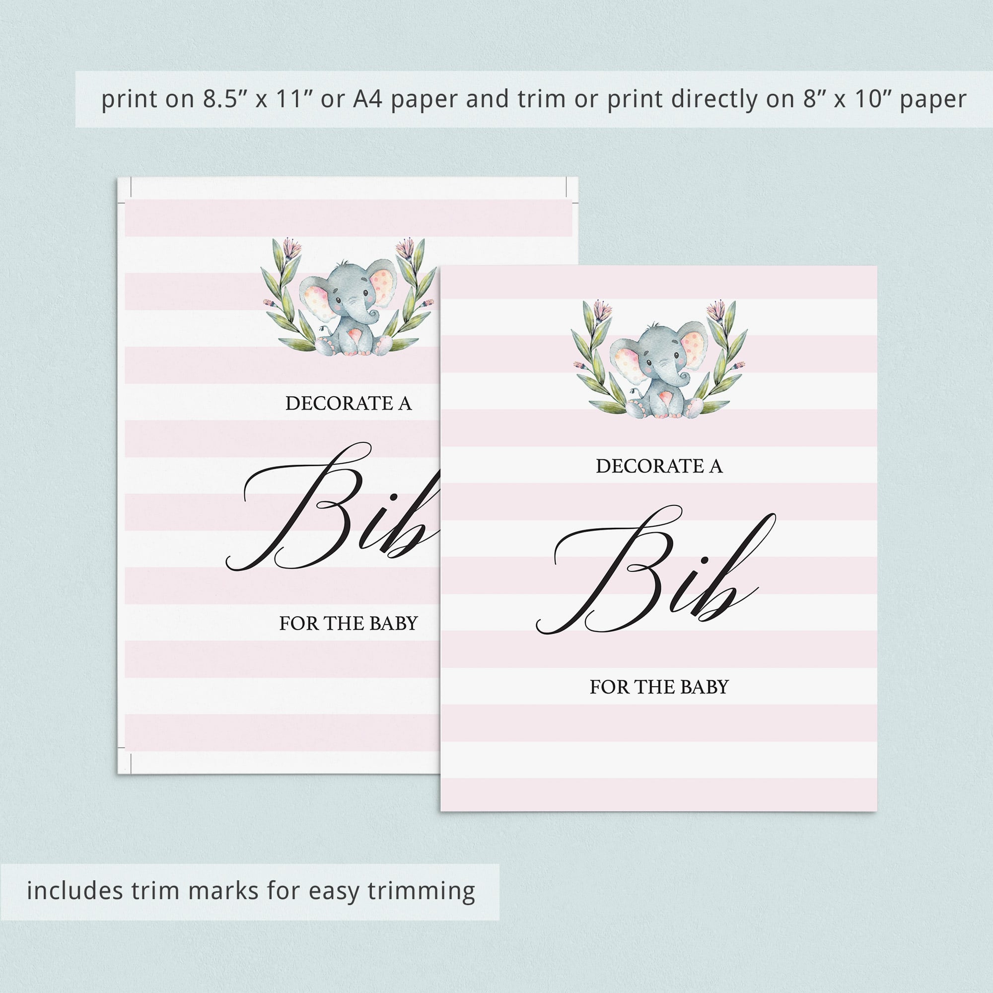 Bib decorating station for girl baby shower printable table sign by LittleSizzle