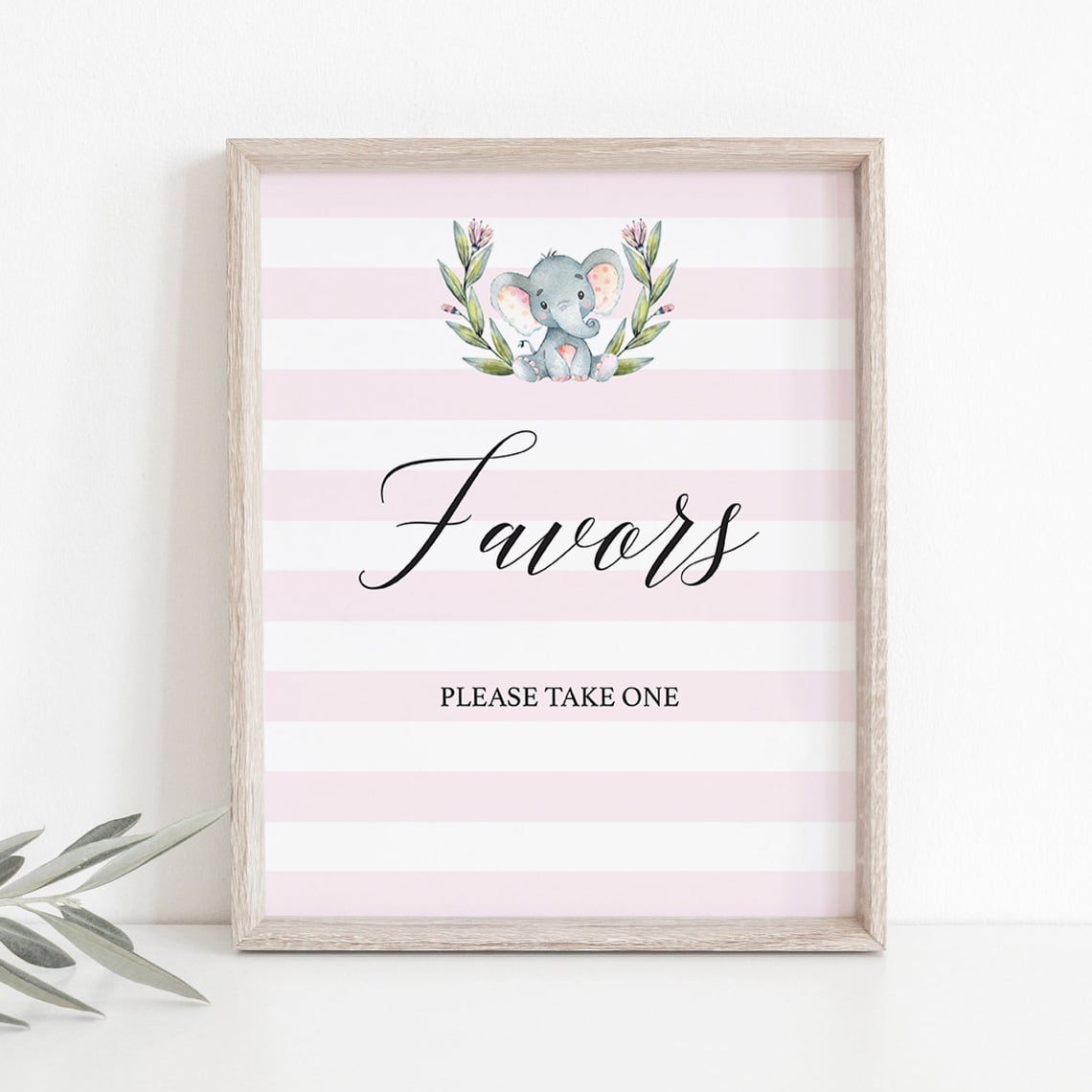 Pink white stripe favors sign download PDF by LittleSizzle