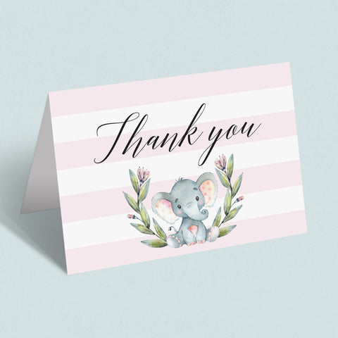 Printable pink Thank You Cards | Instant download pink and white ...