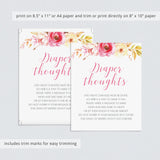 Pink Floral Diaper Thoughts Sign Instant Download