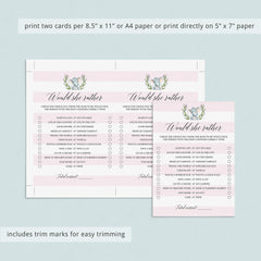 Girl baby shower mommy quiz instant download by LittleSizzle
