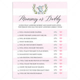 Elephant baby shower guess who mommy or daddy game printable by LittleSizzle