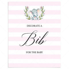 Pink and white baby shower bib decorating station sign by LittleSizzle