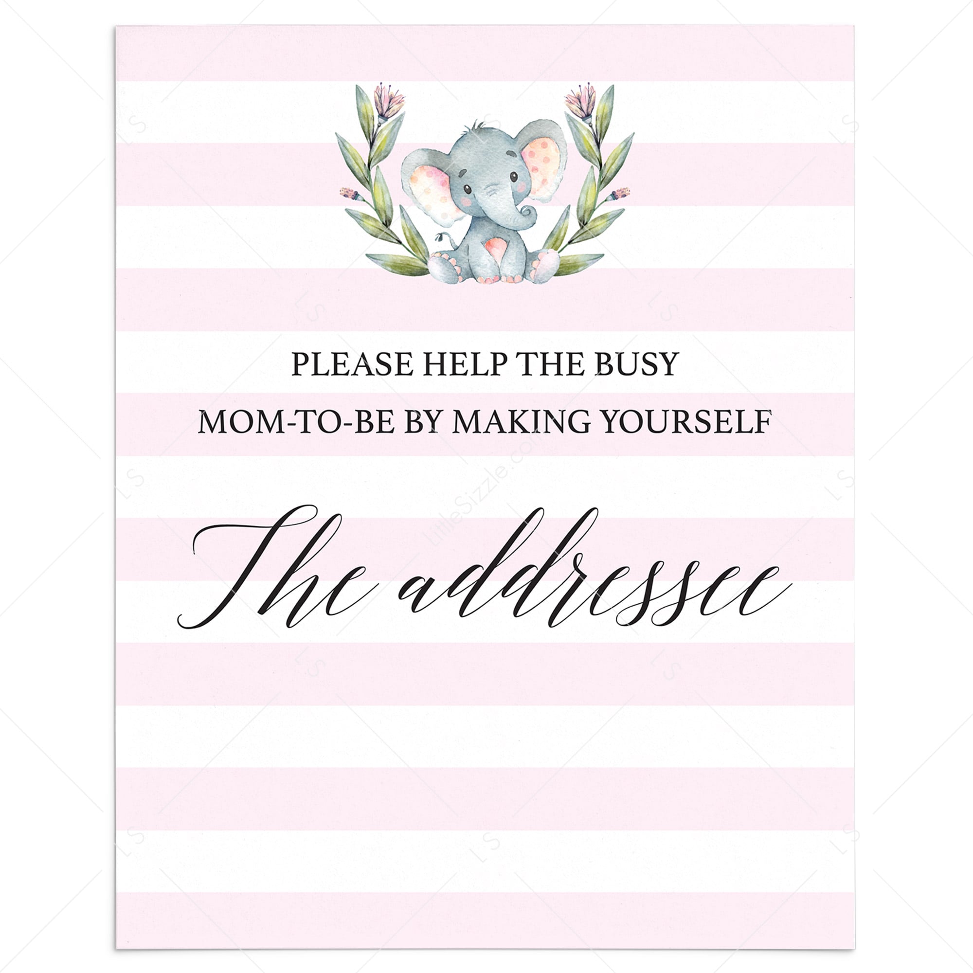 Addressee sign for baby shower pink and white by LittleSizzle