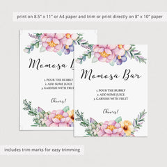 Pink and purple flowers on printable momosa bar sign by LittleSizzle