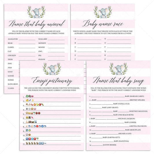 Pink and white baby shower game package printables by LittleSizzle