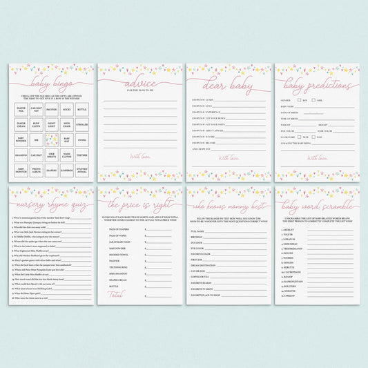Printable rainbow shower games for girl by LittleSizzle
