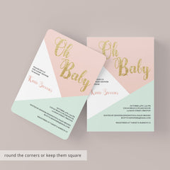 Pink and Gold Baby Shower Invitation Template