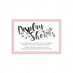 Display Shower Insert Card Pink Floral by LittleSizzle